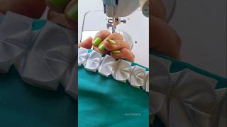 Sewing Tips And Tricks Beautifull Sleeves Design Using White Satin Ribbon On Cerulean Fabric Shorts [upl. by Nawyt]