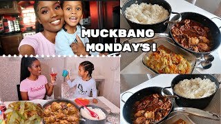 MUCKBANG MONDAYS  RECIPE  JAMAICAN BROWN STEW CHICKEN W STEAM VEG [upl. by Conte729]