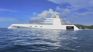 Andrey Melnichenkos 300 Million Super Mega Yacht quotAquot at Surin Bay Phuket Thailand January 2012 HD [upl. by Odey]