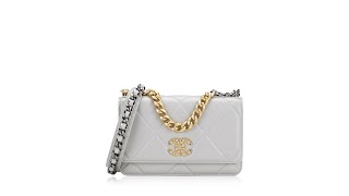 Chanel Lambskin Chanel 19 Wallet On Chain WOC Grey [upl. by Sinned44]