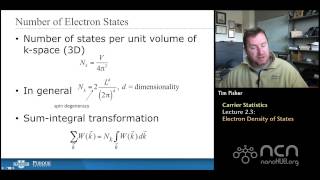 nanoHUBU Thermal Energy at the Nanoscale L23 Carrier Statistics  Electron Density of States [upl. by Aneelad14]