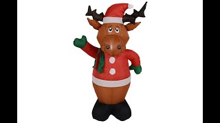 Adorable Waving Reindeer Illuminated Christmas Inflatable Display [upl. by Sarine]