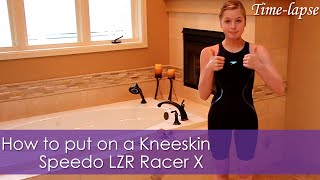 How to put on a Kneeskin  Speedo LZR Racer X  Timelapse [upl. by Etnaud]