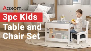 Qaba 3pc Kids Table and Chair Set  Aosomcom Offer [upl. by Joo836]