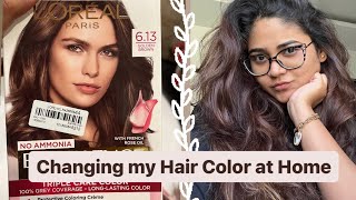 L’Oréal Paris Excellence Hair Crème 613  Golden Brown Hair Colour at Home  Before amp After 🤎🖤 [upl. by Gracie]