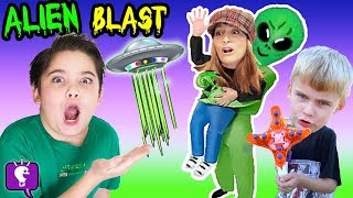 UFO Blaster VIDEO Game Play and Nerf Surprises with HobbyKidsTV [upl. by Enair]