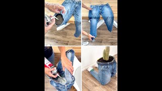 Come realizzare una fioriera riutilizzando un vecchio jeans 😲 [upl. by Jerri]