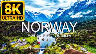 VOLANDO SOBRE NORWAY 8K  Increíble paisaje natural hermoso con música relajante  VÍDEO 8K UHD [upl. by Lana]