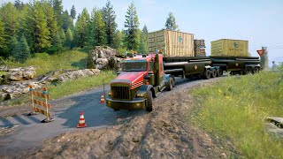 Gerlinger G800T  Transporting a new Trailer mod  Snowrunner [upl. by Sarat]