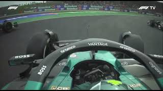 Lance Stroll Onboard Crash With Daniel Ricciardo During Safety Car Restart Chinese GP 2024 [upl. by Llemar]