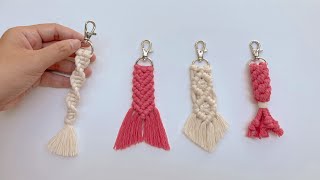 DIY 4 Macrame Keychain Tutorial  Easy Macrame Keychain for Total Beginner [upl. by Clawson291]