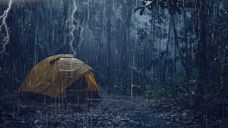 Sleep in the tent on a rainy day  99 Fall Asleep With Rain And Thunder Sounds  ASMR Sleep [upl. by Llehcear]