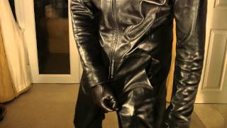 Guy man in leather gloves pants and jacket [upl. by Ielirol969]