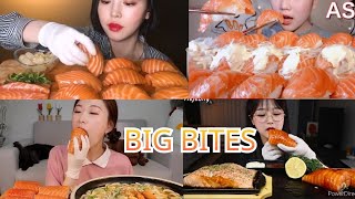 【BEST ASMR】GIANT SALMON SUSHI MUKBANG 7 巨大サーモン寿司 咀嚼音 EatwithBokiMIYUASMRAmiAmiAejeong [upl. by Neveda]