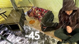 EXTREME 45° Solo Camping 3 Days Solo Winter Camping  deep snow no tent below 45°C [upl. by Eninahpets457]