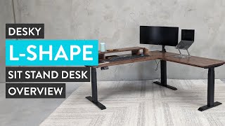 Desky L Shape Sit Stand Desk Overview [upl. by Gerg841]