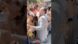 Julio Cesar Chavez SWARMED by Fans at Canelo vs Berlanga Weigh in [upl. by Oiratnom]