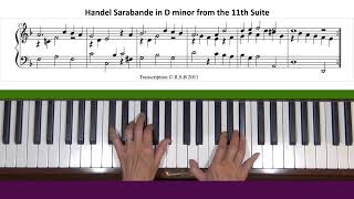 Handel Sarabande in D minor HWV 437 Piano Tutorial [upl. by Yanaj903]