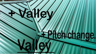 How to install a valley with a pitch change Standing seam metal roof flashing [upl. by Southard627]