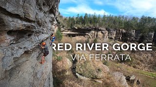 Via Ferrata  Red River Gorge Kentucky  Southeast Mountain Guides Rock Climbing [upl. by Eleaffar]