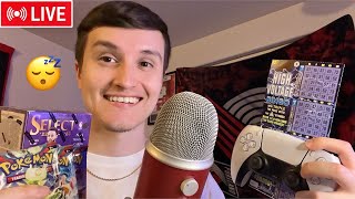 🔴  ASMR LIVE RELAXING HANGOUT 😴💤 triggers  whisper ramble  pack openings [upl. by Lacsap381]