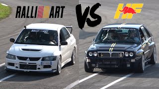 500HP Lancer Evo IX vs 500HP Delta Integrale  AWD Drifts amp Turbo Sounds [upl. by Nalod]