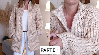 Como tejer Chaqueta Cardigan a crochet PARTE 1 [upl. by Ppik310]