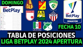 TABLA DE POSICIONES LIGA BETPLAY  TABLA DE POSICIONES LIGA BETPLAY 2024 APERTURA FECHA 10 [upl. by Olivero]