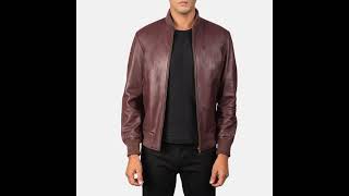 Mens Maroon Leather Stylish Jacket leatherjacket trending foryou shorts [upl. by Rebhun]