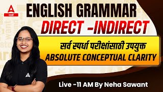 Direct  Indirect  English Grammar In Marathi  English Grammar By Neha Maam  Adda247 Marathi [upl. by Rosaleen]