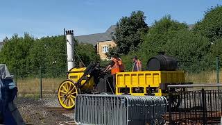 Stephensons Rocket Replica struggles to set off from Locomotion’s Ride Platform [upl. by Odracir96]