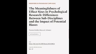 The Meaningfulness of Effect Sizes in Psychological Research Differences Between Sub  RTCLTV [upl. by Tobe]