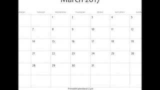 Free March 2017 Calendar Printable with US Holidays and moonphases [upl. by Robbyn108]