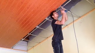 How to Install Plastic Panels On The Ceiling  Easy Installation Pvc Ceiling Panel [upl. by Alyakim515]