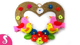 Woolen BIRDS Wall SHOWPIECE from JUTE  Wall Decoration  Jute Craft Idea [upl. by Atauqal]