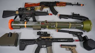 M136 AT4 Rocket Launcher Airsoft Toy Gun  AK47  AR15 or M4  BlowBack MP5  Toy Guns Collection [upl. by Antone238]