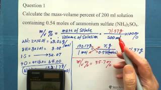 7 Concentration of a Solution Mass  Volume Percent mv 2 [upl. by Ettezus]