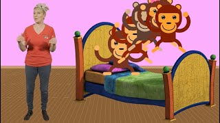 Five Cheeky Monkeys  Kids Song  hey dee ho music [upl. by Aihsem393]