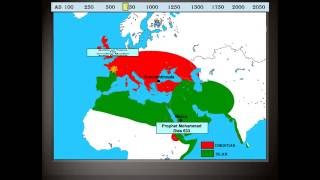 Animated Map of Christianity and Islam A History of Conflict Year 1 to 2016 [upl. by Macfadyn]