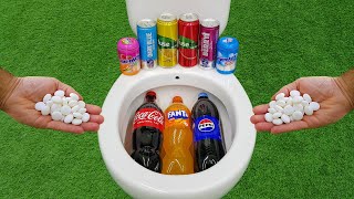 Big Coca Cola Pepsi Fanta VS Popular Sodas  Dark Blue Fuse Tea and Mentos in the toilet [upl. by Psyche674]