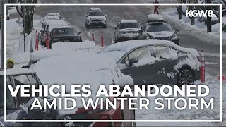 Portland historic winter storm forces drivers to leave cars behind [upl. by Teddy91]