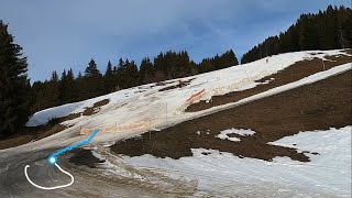 SNOW STARTING TO MELT GoPro HD POV Skiing BLUE FORESTIER  MEGEVE ski resort  Feb 2024 [upl. by Nosyarg]