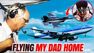 Pilot Flies Father Home in Fighter Jet alongside Boeing 747 [upl. by Leal]