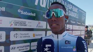 Hagos Berhe  Interview at the start  Stage 4  Volta a la Comunitat Valenciana 2024 [upl. by Ernst510]