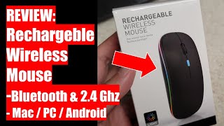 REVIEW Rechargeable Wireless Mouse  BLUETOOTH amp 24ghz for MAC  PC [upl. by Tanney]