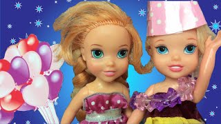 Anna and Elsa Toddlers Birthday  Sleepover Party  Ep18  Toys In Action [upl. by Wilhelm]