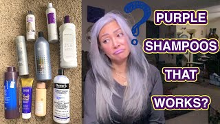 PURPLE SHAMPOOS on NATURAL GRAYBRASSY HAIR  WHAT WORKS ON MY DAMAGED NATURAL GRAY HAIR [upl. by Vilhelmina]