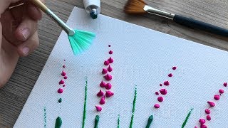 Acrylic Painting tutorial for beginners Easy Abstract Flowers Lavender field amp sunset step by step [upl. by Eugen]