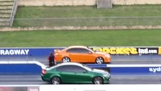 Ford FG xr6 turbo vs ve ss commodore 60 litre v8 both stock cars [upl. by Brenton]