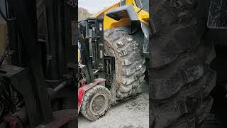 Replacing process of loader tires [upl. by Nefen803]